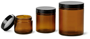 Straight-sided Amber Glass Jars with Teflon-lined Lids