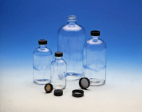 Clear Glass Boston Round Bottles with Teflon-lined Caps